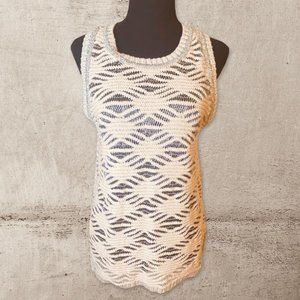 Aeon Anthropolgie Pink Metallic Silver Knit Sleeveless Top Size Large